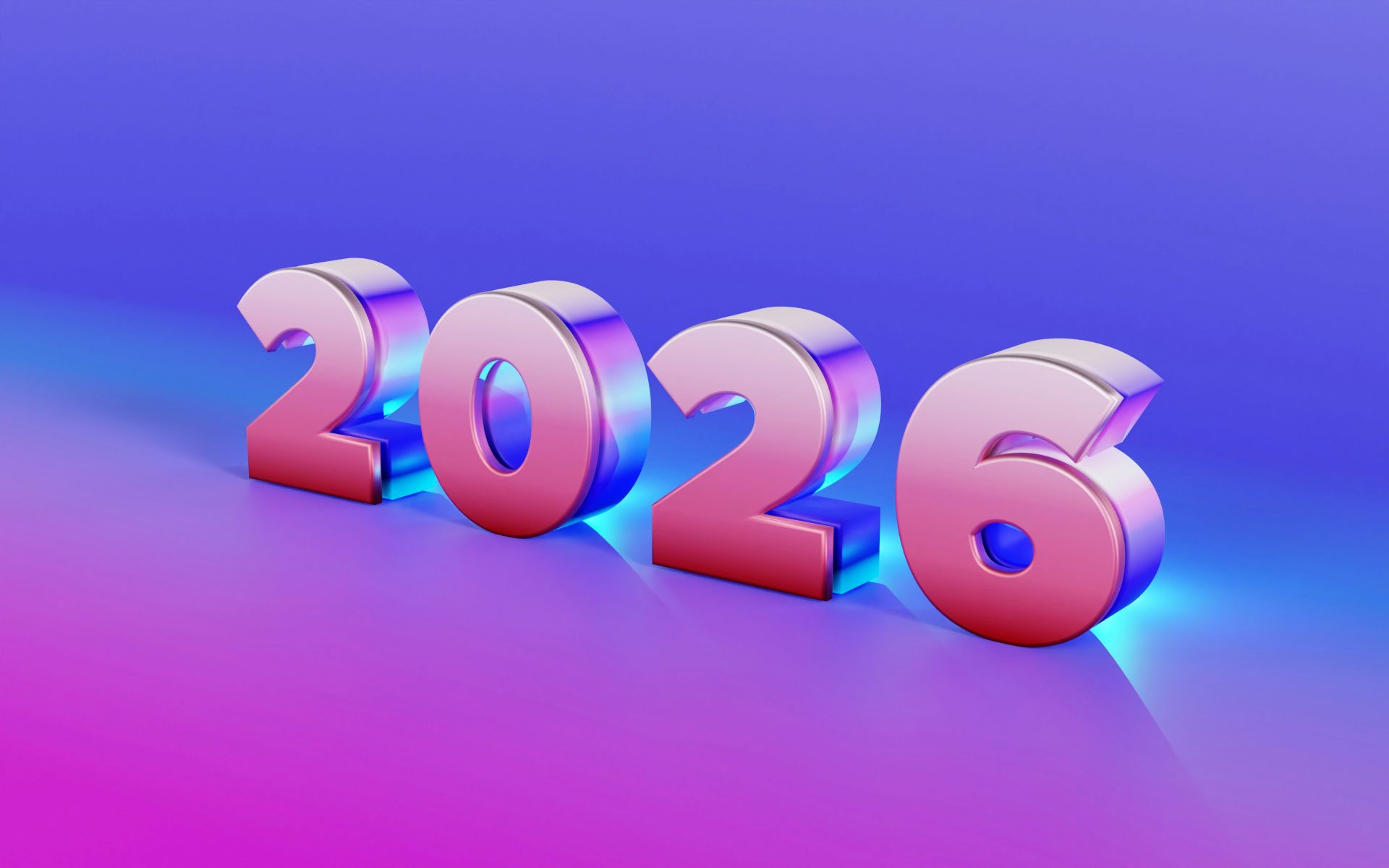 The year 2026 in stylized pink letters.